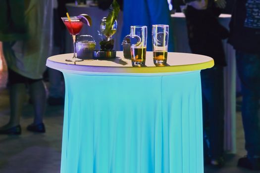 Table with drinks on disco