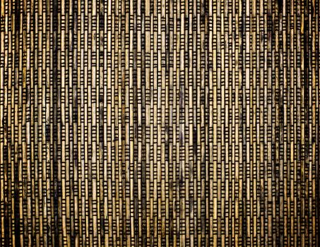 Background of Brown, Yellow and Beige Wicker Straw Mat closeup