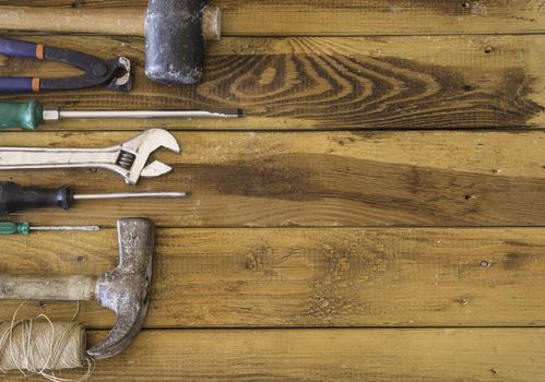 Group of  old oxide vintage tools. Hammers