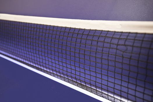 Ping pong net in a blue table