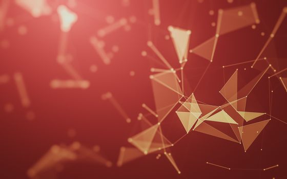 Abstract polygonal space low poly dark background with connecting dots and lines. Connection structure. 3d rendering