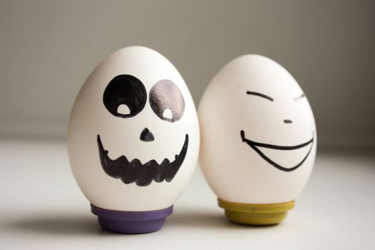 funny funny eggs. two eggs for halloween. photo for your design