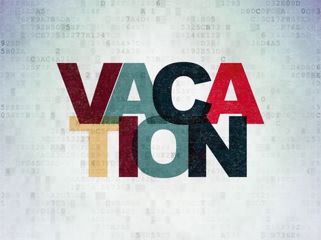 Tourism concept: Painted multicolor text Vacation on Digital Data Paper background