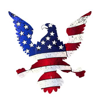 The Stars and Stripes flag through the American eagle silhouette