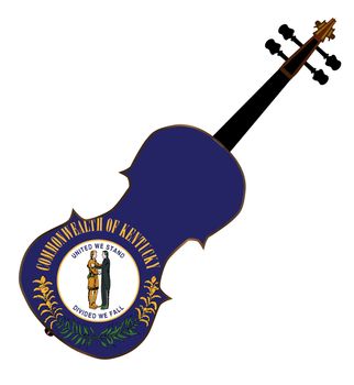 A typical violin with Kentucky state flag isolated over a white background