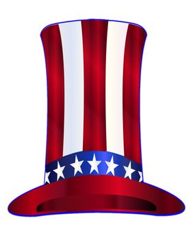 Red white and blue stars and stripes Uncle Sam tall hat