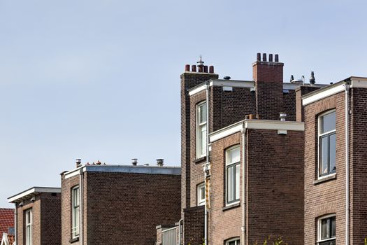 Back of traditional small houses in Rotterdam in the Netherlands