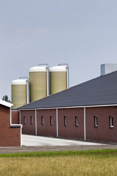 Modern and clean brick farm building in the Netherlands