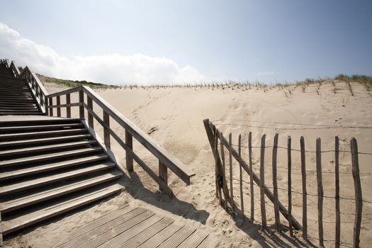 Staircase in the dunes of The Hague in the Netherlands