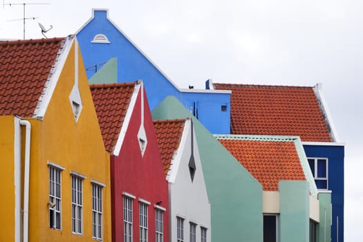 Colorful houses and building in Willemstad on Curacao