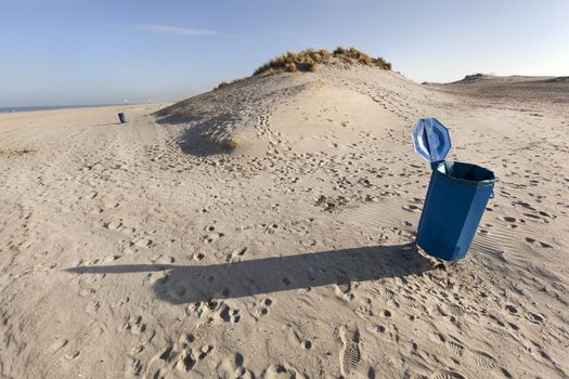 Garbage bin near the dunes in Hoek van Holland in the Netherlands