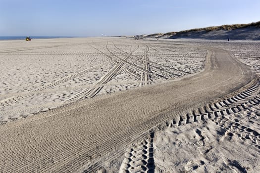 Leveling tracks on the beach of Hoek van Holland in the Netherlands