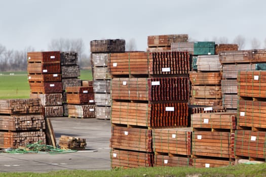 Industrial storage of piles hardwood