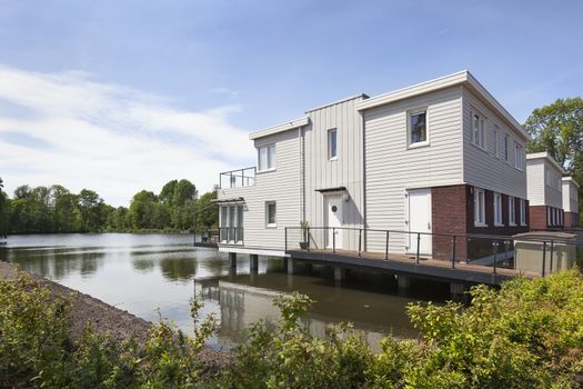 Houses built on piles in the water