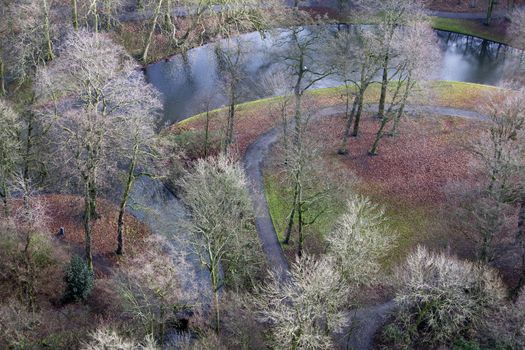 Aerial view of “Het Park” in Rotterdam on a windy sunny day in December. No manipulations. Just the normal corrections without changing the colors  or saturation