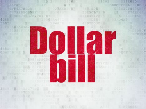 Currency concept: Painted red word Dollar Bill on Digital Data Paper background