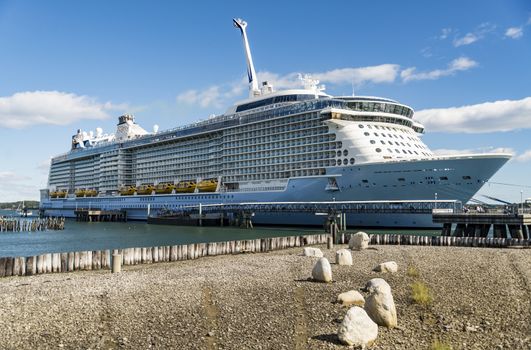 Luxury Cruise Ship anchored in the Portland Maine