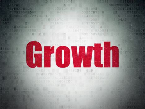 Finance concept: Painted red word Growth on Digital Data Paper background