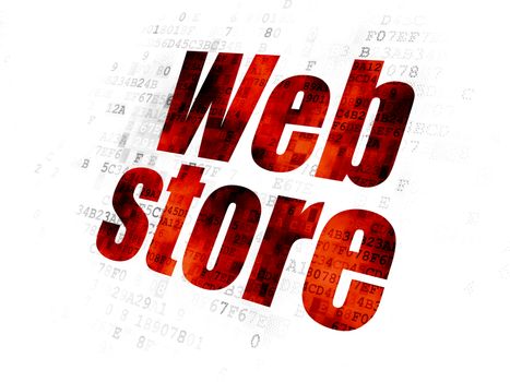 Web design concept: Pixelated red text Web Store on Digital background