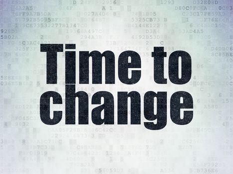 Time concept: Painted black word Time to Change on Digital Data Paper background