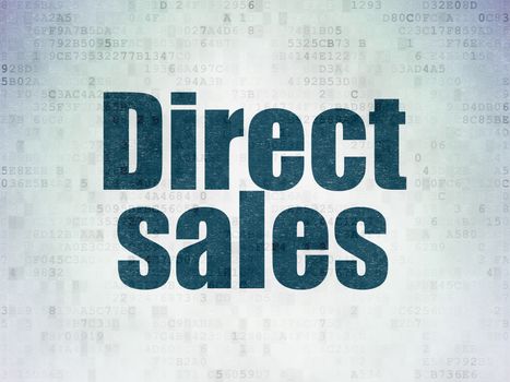 Marketing concept: Painted blue word Direct Sales on Digital Data Paper background