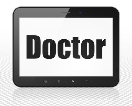 Healthcare concept: Tablet Pc Computer with black text Doctor on display, 3D rendering