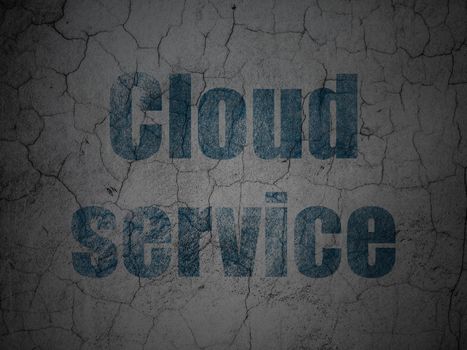 Cloud networking concept: Blue Cloud Service on grunge textured concrete wall background