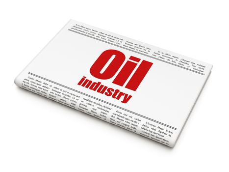 Manufacuring concept: newspaper headline Oil Industry on White background, 3D rendering