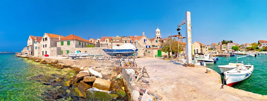 Island of Prvic harbor panorama in Sepurine, Sibenik archipelago of Croatia