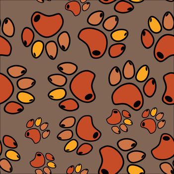 Cat or dog paw seamless pattern - animal footprint texture.