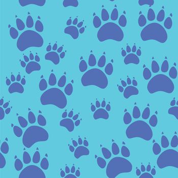 Cat or dog paw seamless pattern - animal footprint texture.