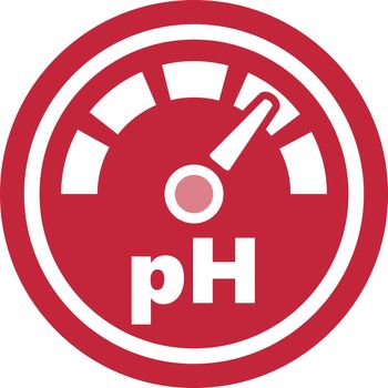 pH increase measurement red round icon