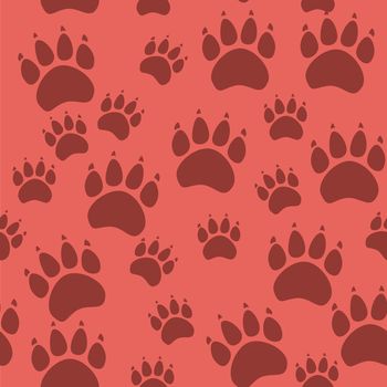 Cat or dog paw seamless pattern - animal footprint texture.