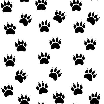 Cat or dog paw seamless pattern - animal footprint texture.