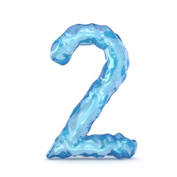 Ice font number 2 TWO 3D render illustration isolated on white background