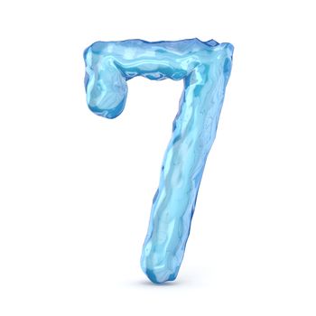 Ice font number 7 SEVEN 3D render illustration isolated on white background