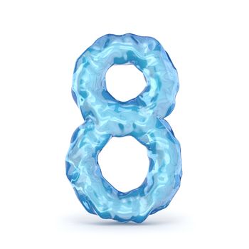 Ice font number 8 EIGHT 3D render illustration isolated on white background