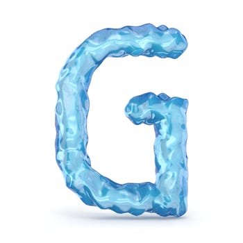 Ice font letter G 3D render illustration isolated on white background