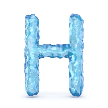 Ice font letter H 3D render illustration isolated on white background