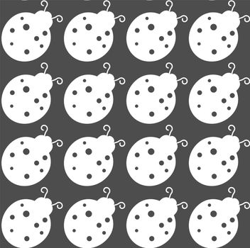 Lady-bird or ladybug pattern on light background. Cartoon illustration. Endless insect texture for textile