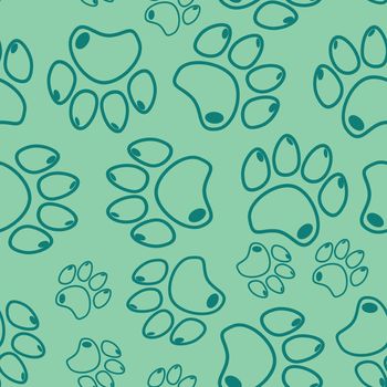 Cat or dog paw seamless pattern - animal footprint texture.