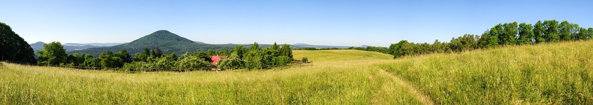 Panoramatic view of meadows and forests in Czech Switzerland