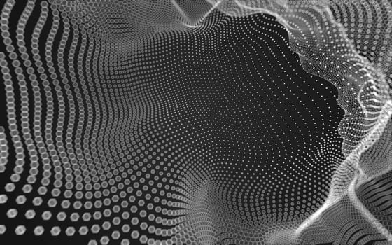 Abstract polygonal space low poly dark background with connecting dots and lines. Connection structure. 3d rendering