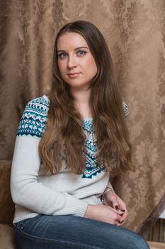 Portrait of a young girl  with long hair