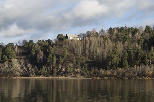 Tom River in western Siberia in autumn