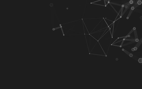 Abstract polygonal space low poly dark background with connecting dots and lines. Connection structure. 3d rendering