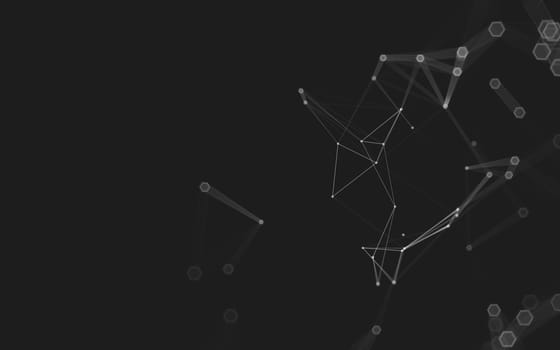 Abstract polygonal space low poly dark background with connecting dots and lines. Connection structure. 3d rendering