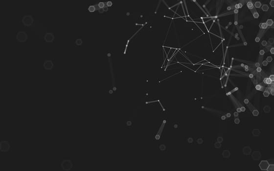 Abstract polygonal space low poly dark background with connecting dots and lines. Connection structure. 3d rendering