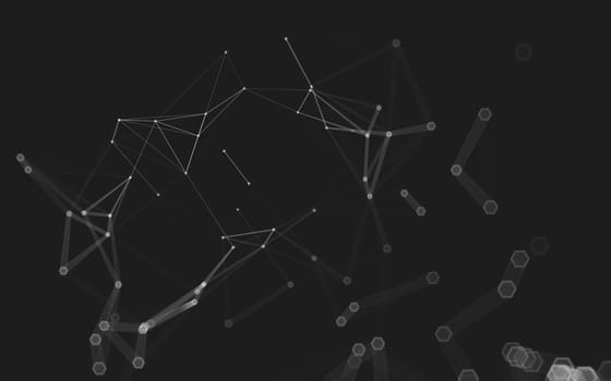 Abstract polygonal space low poly dark background with connecting dots and lines. Connection structure. 3d rendering