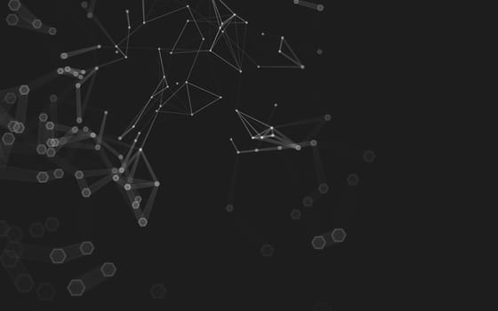 Abstract polygonal space low poly dark background with connecting dots and lines. Connection structure. 3d rendering